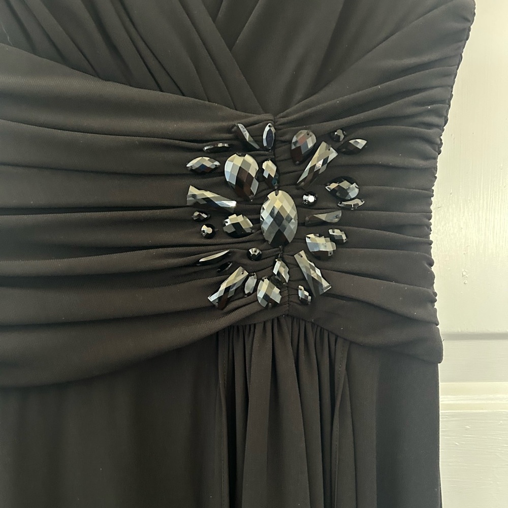 Jessica Howard Evenings Black Sleeveless Dress with Embellished Waist Size 8 - Picture 2 of 7